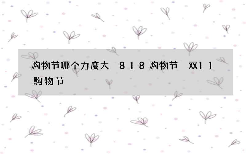 购物节哪个力度大 818购物节 双11购物节
